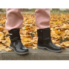Женские стильные резиновые сапоги черные 0131УКМ