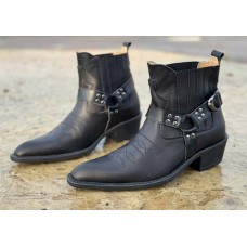 Осенние ботинки мужские казаки кожаные черные 0039БМ