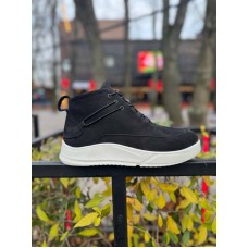 Зимние ботинки мужские натуральная нубук черные 0021ГР