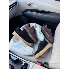 Кеды кожаные и замшевые женские черные, коричневые и белые 10567ТОПС